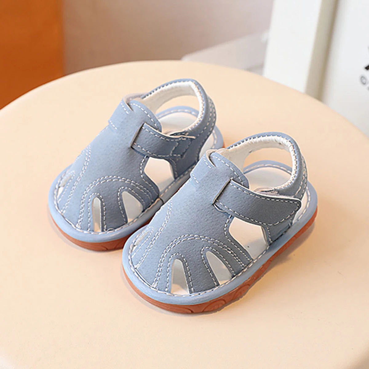 Adorable Toddler Squeaky Sandals with Non-Slip Soles Lightweight Baby First Walking Shoes for Boys and Girls in Summer