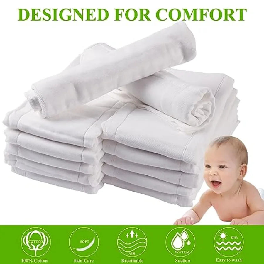 6 Ply Cloth Diapers Burp Cloth Thick Washable Absorbent Cotton Diaper for Babies and Toddlers Multi-Use 6/10/12 Count