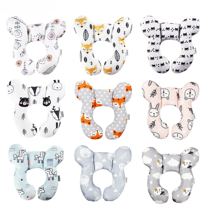 New cartoon children's U-shaped pillow, cotton soft baby pillow, travel car children's pillow, multi-functional stroller pillow