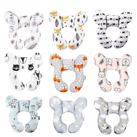 New cartoon children's U-shaped pillow, cotton soft baby pillow, travel car children's pillow, multi-functional stroller pillow