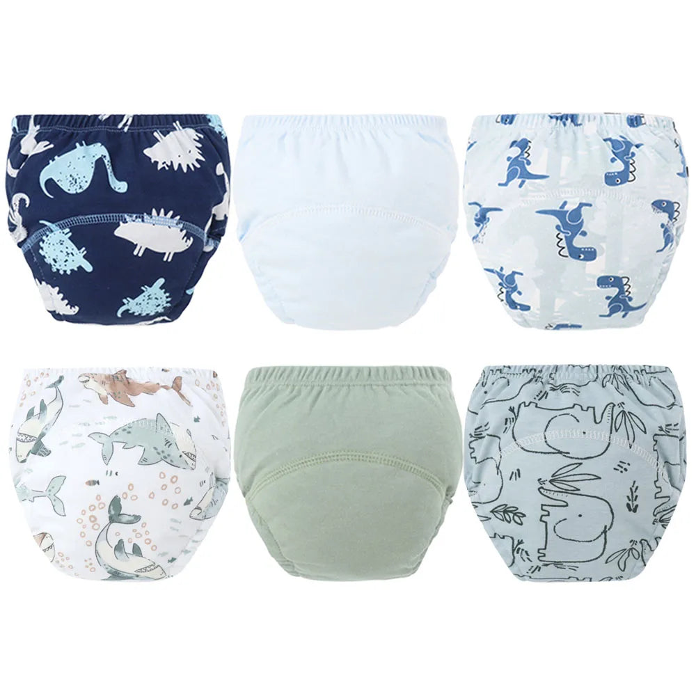 8pcs/6pcs Washable Baby Potty Training Pants Reusable Toilet Trainer Panty Reusable Cloth Diaper Nappy Changing Underwear Briefs