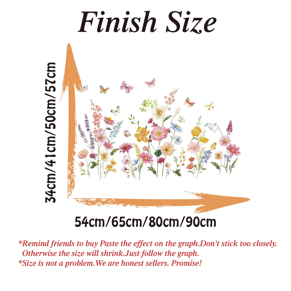 Daisy Wildflower Flower Wall Stickers Baby Nursery Grass Butterflies Wall Decals Bedroom Living Room Home Office Wall Decor