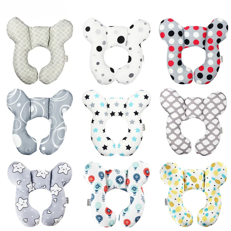 New cartoon children's U-shaped pillow, cotton soft baby pillow, travel car children's pillow, multi-functional stroller pillow