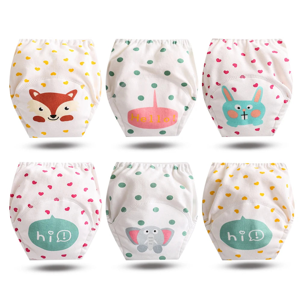 8pcs/6pcs Washable Baby Potty Training Pants Reusable Toilet Trainer Panty Reusable Cloth Diaper Nappy Changing Underwear Briefs