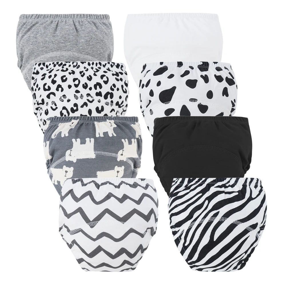 8pcs/6pcs Washable Baby Potty Training Pants Reusable Toilet Trainer Panty Reusable Cloth Diaper Nappy Changing Underwear Briefs
