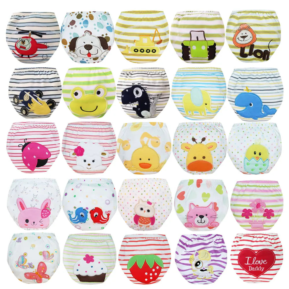 8pcs/6pcs Washable Baby Potty Training Pants Reusable Toilet Trainer Panty Reusable Cloth Diaper Nappy Changing Underwear Briefs