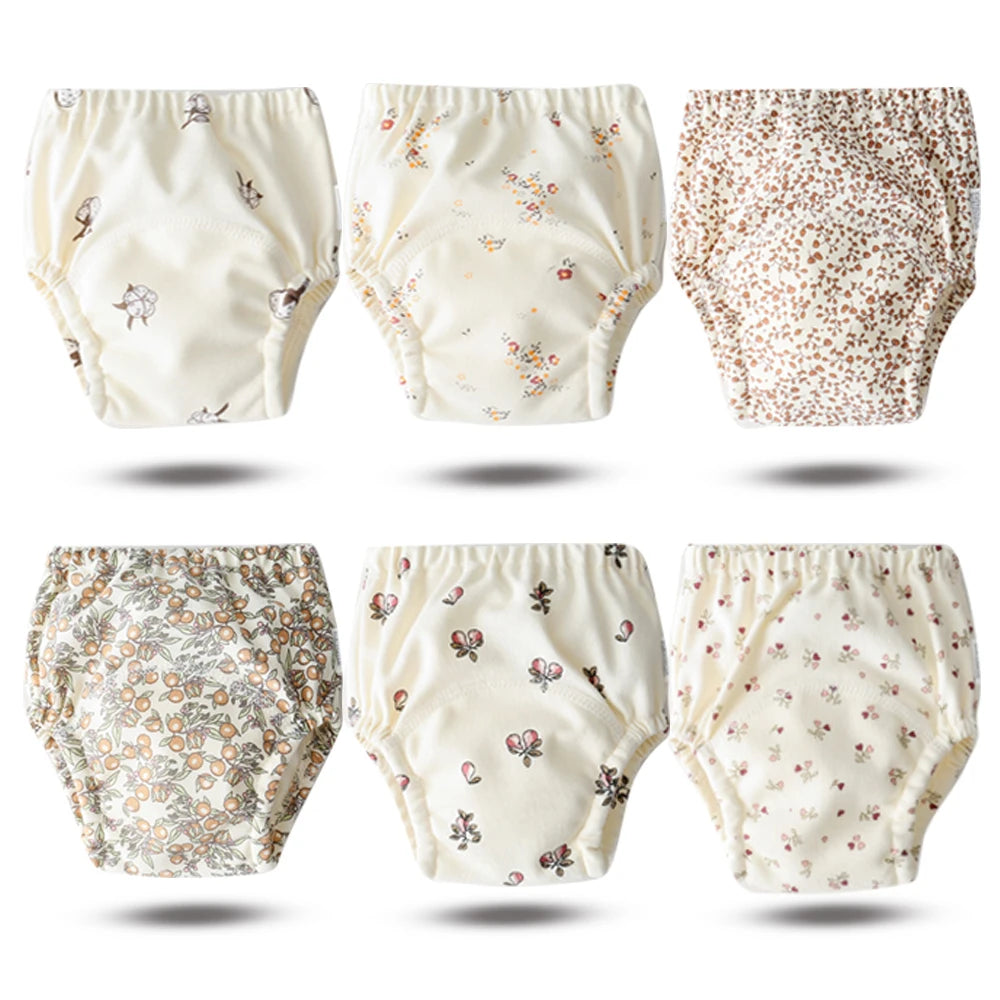8pcs/6pcs Washable Baby Potty Training Pants Reusable Toilet Trainer Panty Reusable Cloth Diaper Nappy Changing Underwear Briefs