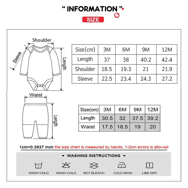6/8PCS Cotton Baby Boy Clothes Sets Print Bodysuits+Pants Newborn Baby Girl Clothes Long Sleeve Spring Autumn