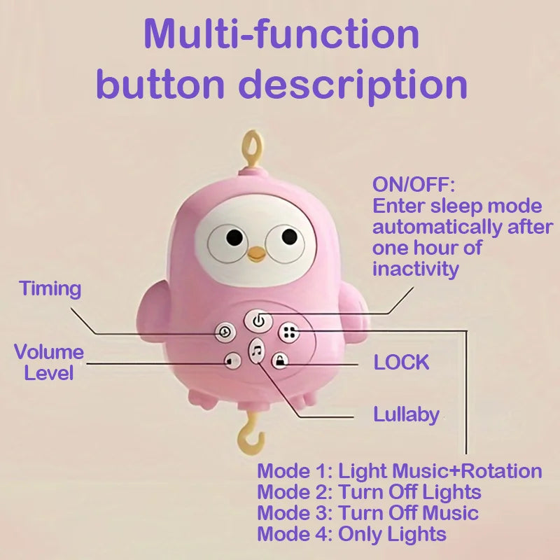 Musical Crib Mobile for Baby, 360° Rotating Baby Mobile with Soft Night Light & Multi-Soothing Modes, Infant Sleep Soother
