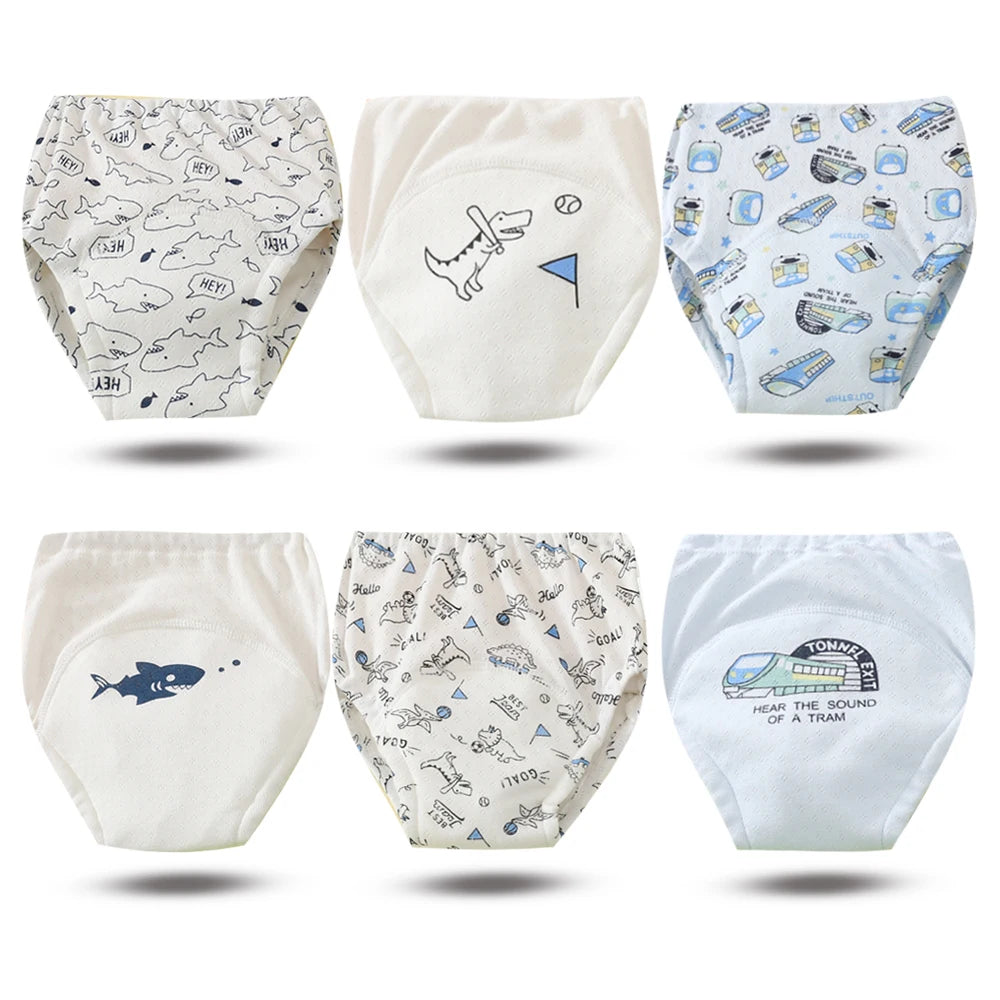 8pcs/6pcs Washable Baby Potty Training Pants Reusable Toilet Trainer Panty Reusable Cloth Diaper Nappy Changing Underwear Briefs