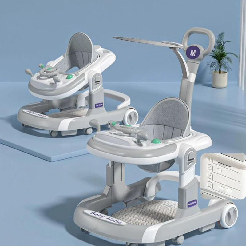 5 in 1 Baby Infant Walker Anti-Rollover Walker with Learning Toy for Infants anti-rollover Multifunctional Without Battery