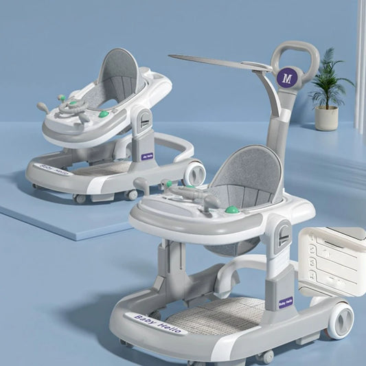 5 in 1 Baby Infant Walker Anti-Rollover Walker with Learning Toy for Infants anti-rollover Multifunctional Without Battery