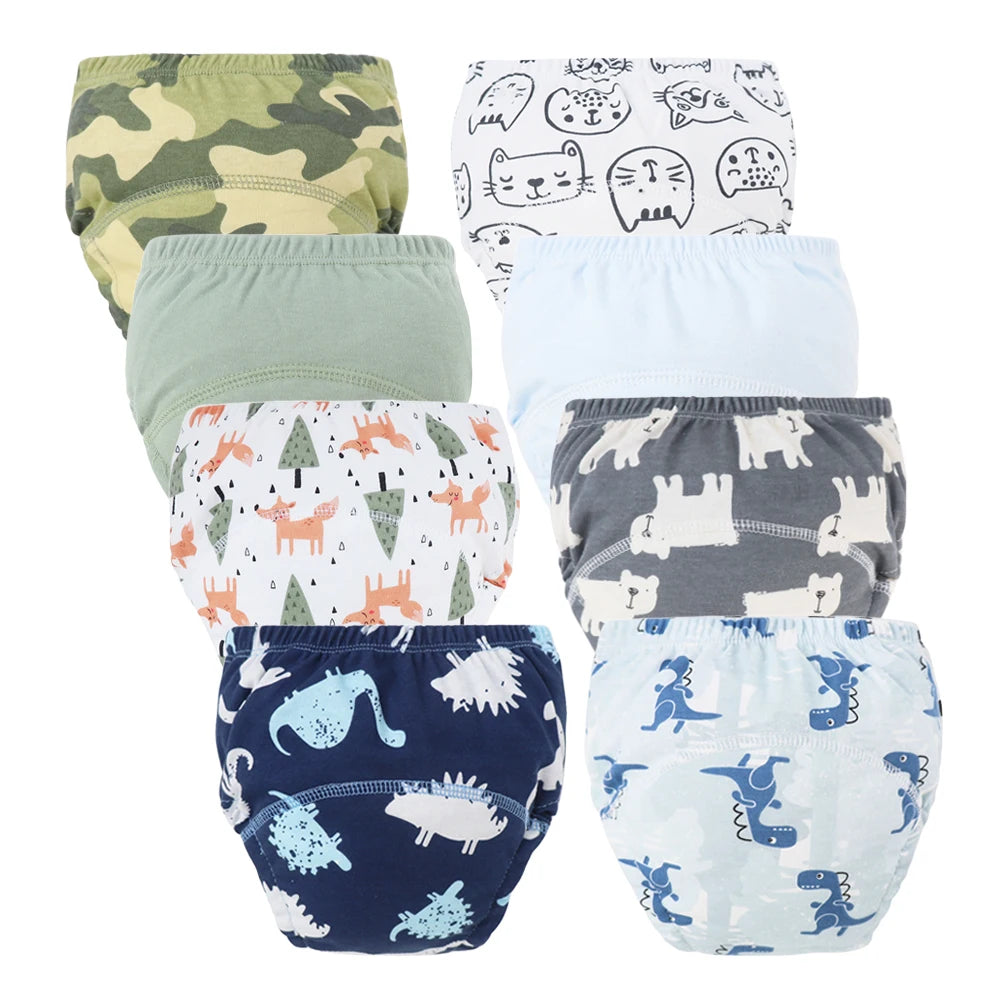 8pcs/6pcs Washable Baby Potty Training Pants Reusable Toilet Trainer Panty Reusable Cloth Diaper Nappy Changing Underwear Briefs