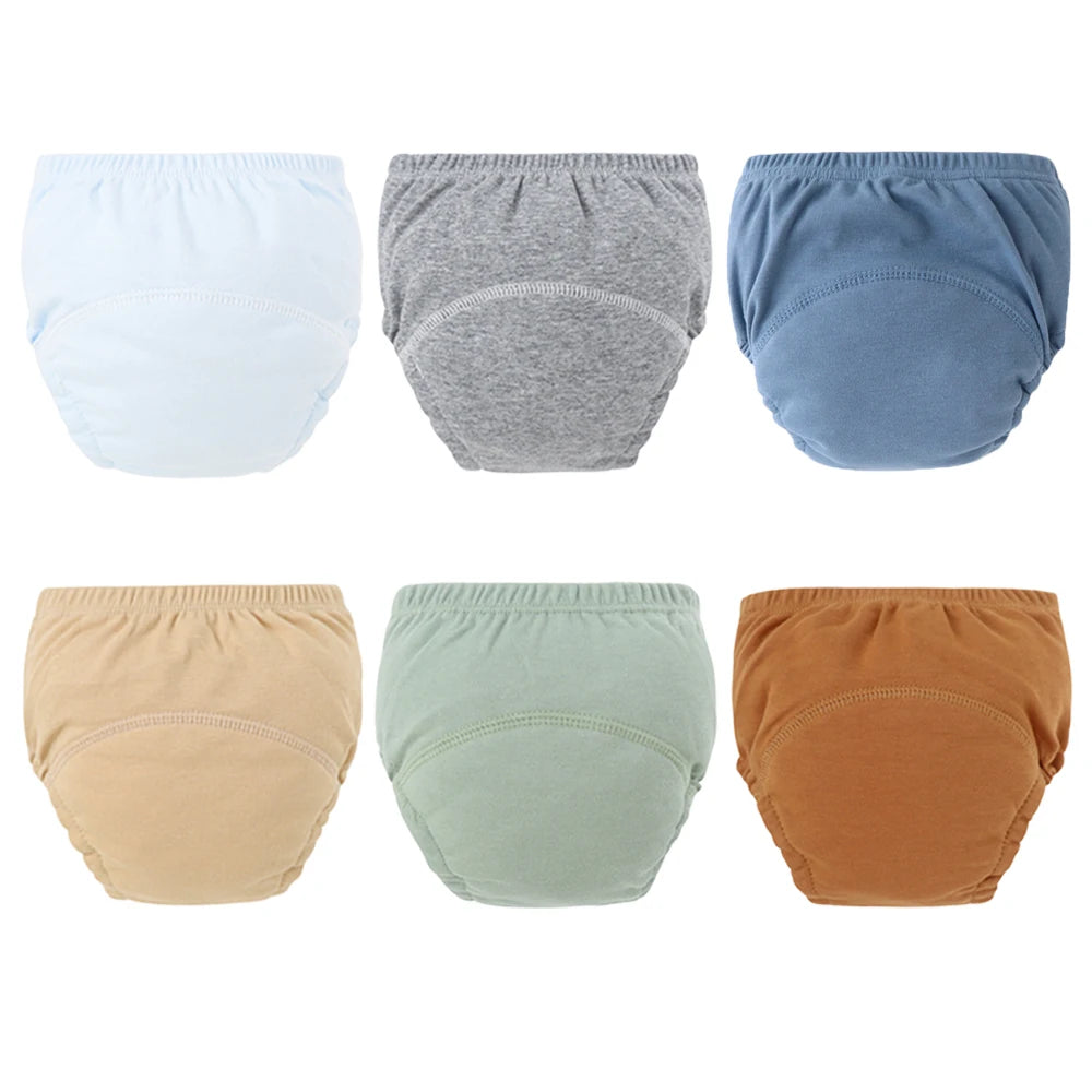 8pcs/6pcs Washable Baby Potty Training Pants Reusable Toilet Trainer Panty Reusable Cloth Diaper Nappy Changing Underwear Briefs
