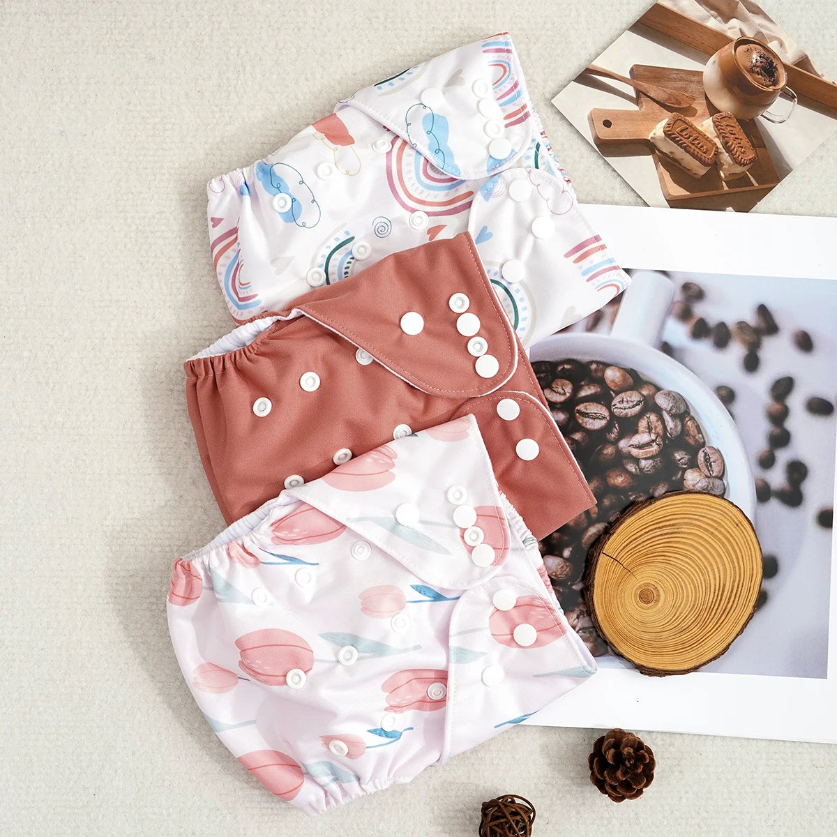 3 Pcs Ecological Baby Washable Reusable Cloth Pocket Diaper Baby Nappy With One Pocket Fit 3-15kg Baby