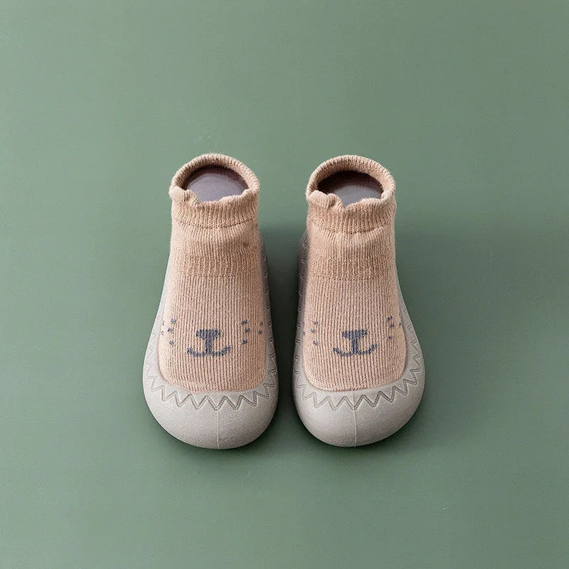 Baby Sock Shoes Infant First Walkers Toddler Non-Slip Breathable Slippers with Soft Rubber Sole Indoor Outdoor Slip on Sneakers