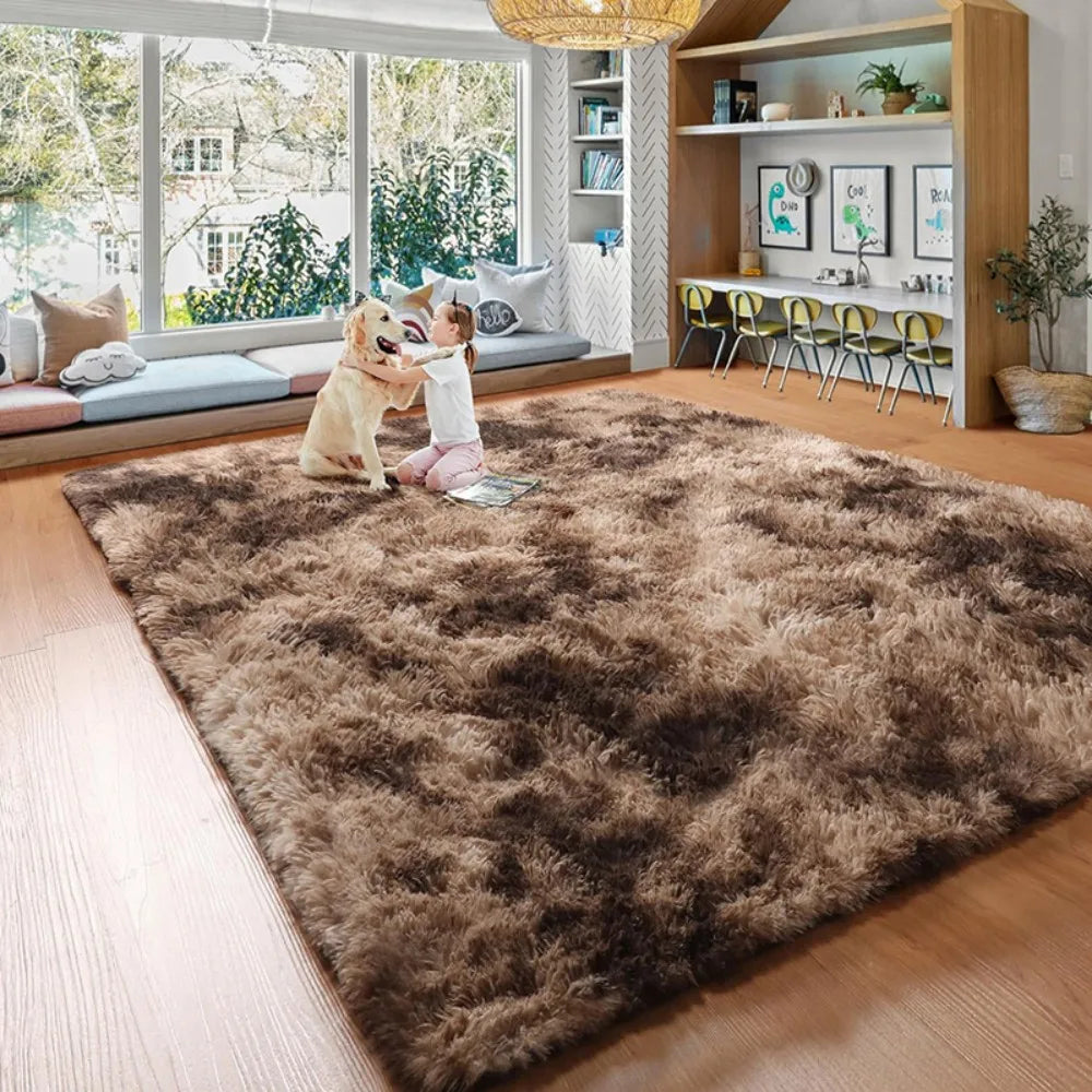 Plush Tie-Dye Carpet Living Room/Home Decor Children's Bedroom Fluffy Carpet Non-Slip Blanket Bedside Design Room Play Mat