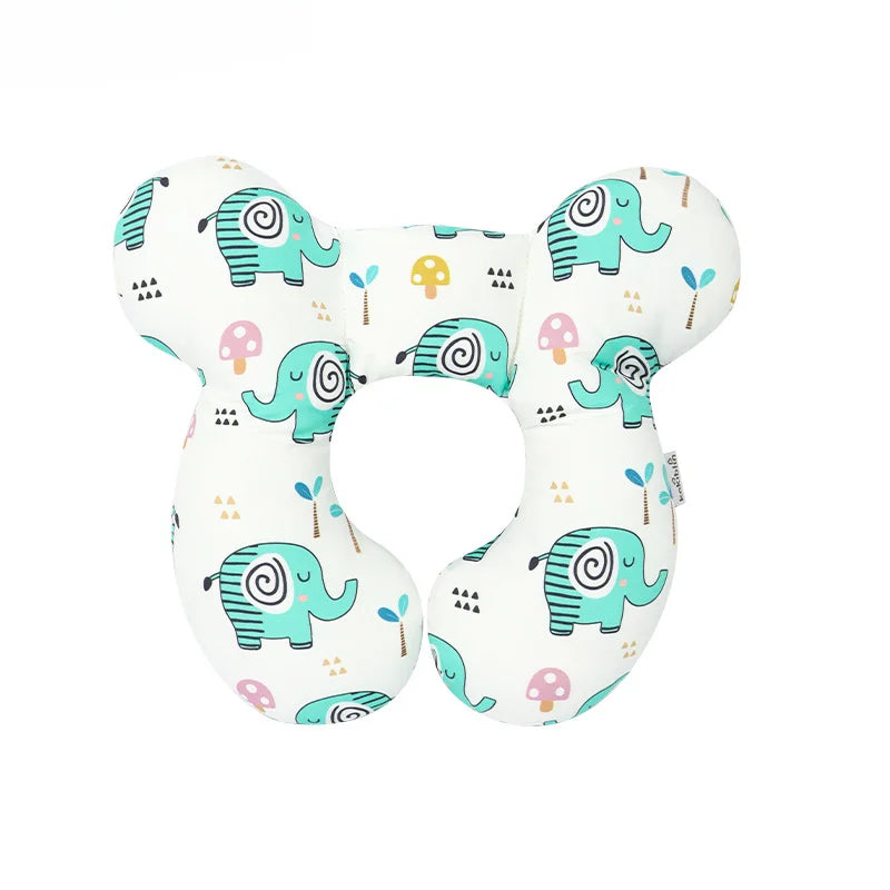 New cartoon children's U-shaped pillow, cotton soft baby pillow, travel car children's pillow, multi-functional stroller pillow