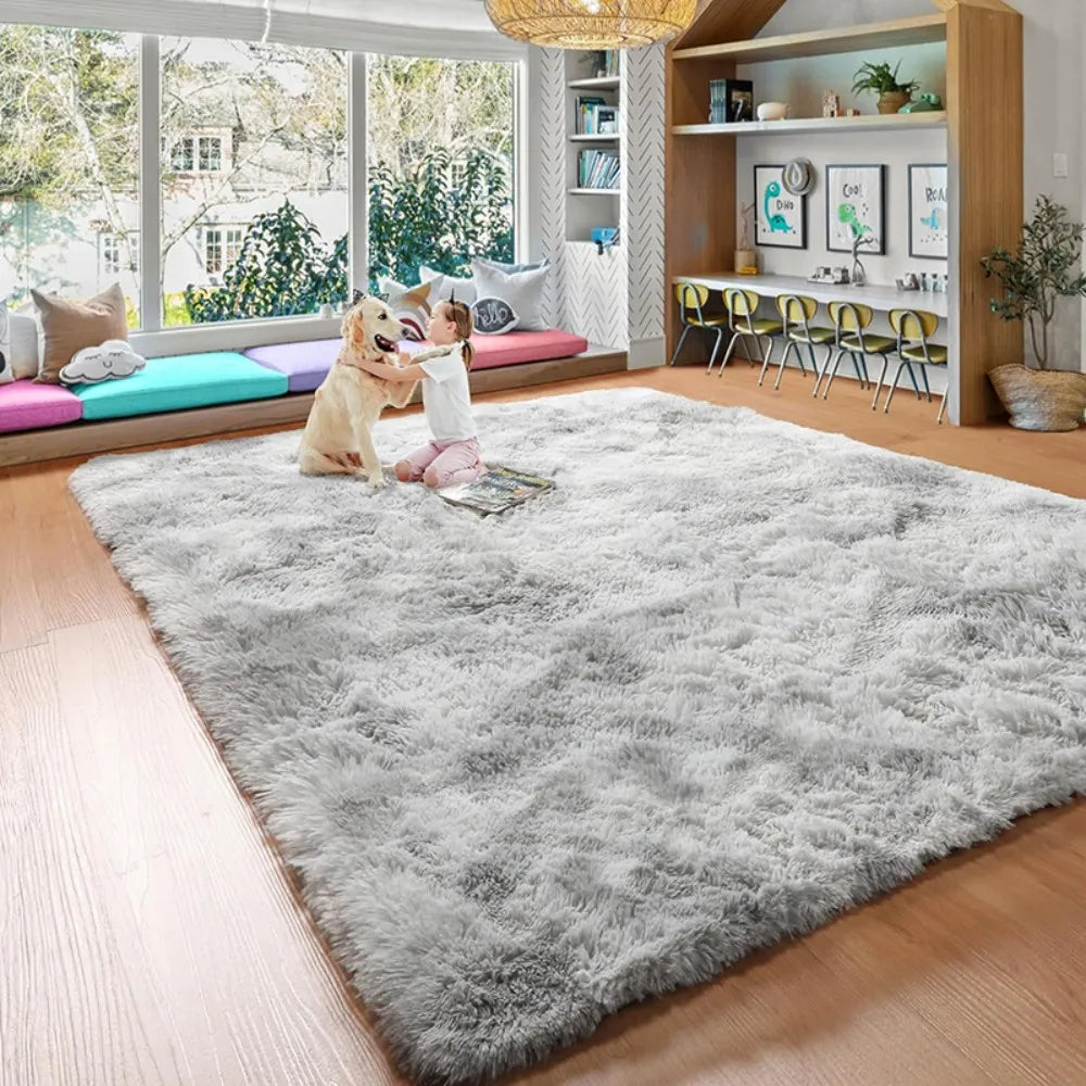 Plush Tie-Dye Carpet Living Room/Home Decor Children's Bedroom Fluffy Carpet Non-Slip Blanket Bedside Design Room Play Mat