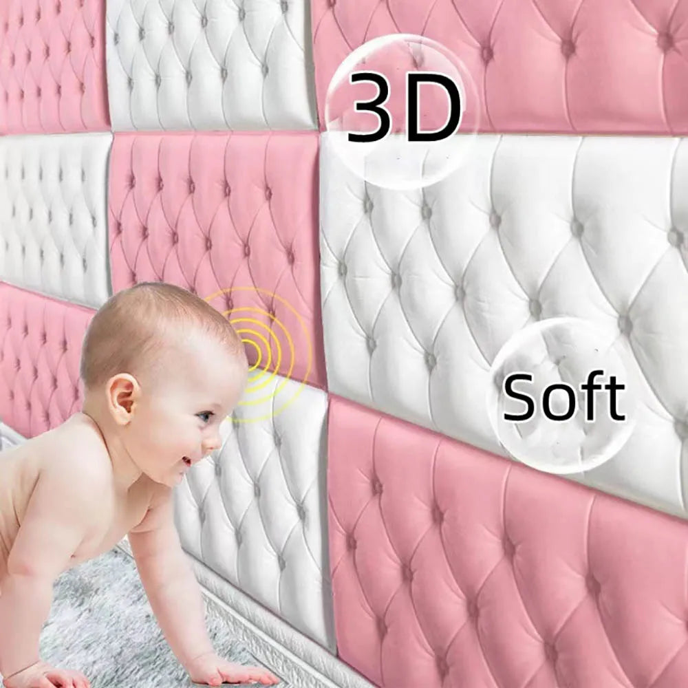 Thickened self-adhesive 3D wall sticker wallpaper  anti-collision wall pad children's bedroom living room soft foam pad