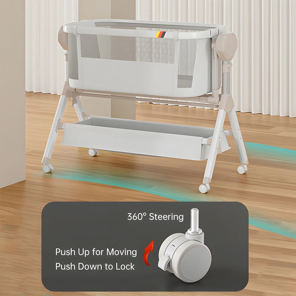 Automatic Rocking Bassinet Newborn Bedside Sleeper Steanny Bassinet Baby Cradle with Music And Lights Comfortable Soft Mattress