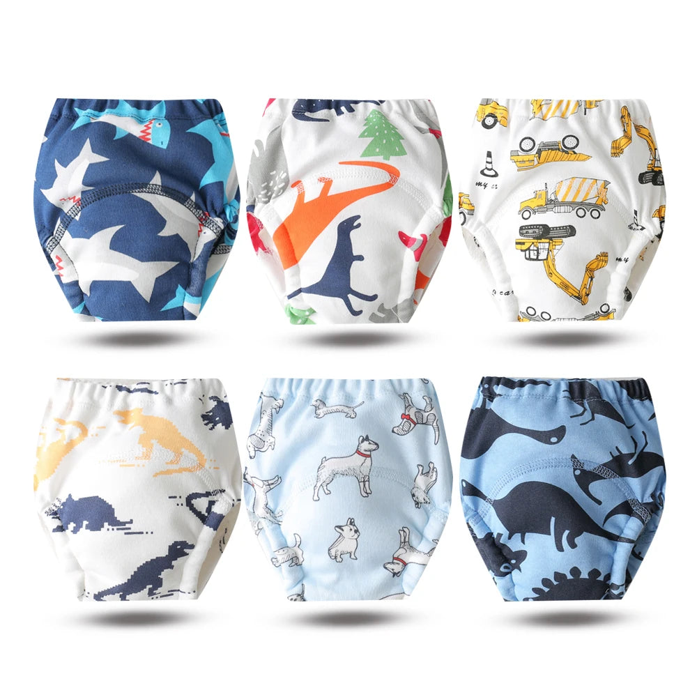8pcs/6pcs Washable Baby Potty Training Pants Reusable Toilet Trainer Panty Reusable Cloth Diaper Nappy Changing Underwear Briefs