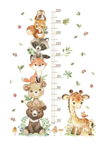 Self adhesive height wall sticker Giraffe Animal Kids Height Growth Chart Wall Sticker Kid's Bedroom Self Adhesive Wallpaper