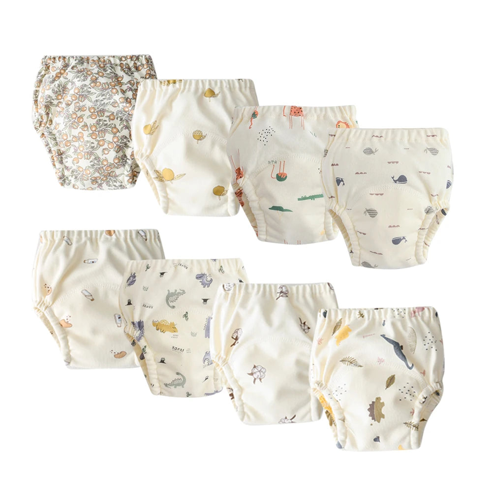 8pcs/6pcs Washable Baby Potty Training Pants Reusable Toilet Trainer Panty Reusable Cloth Diaper Nappy Changing Underwear Briefs