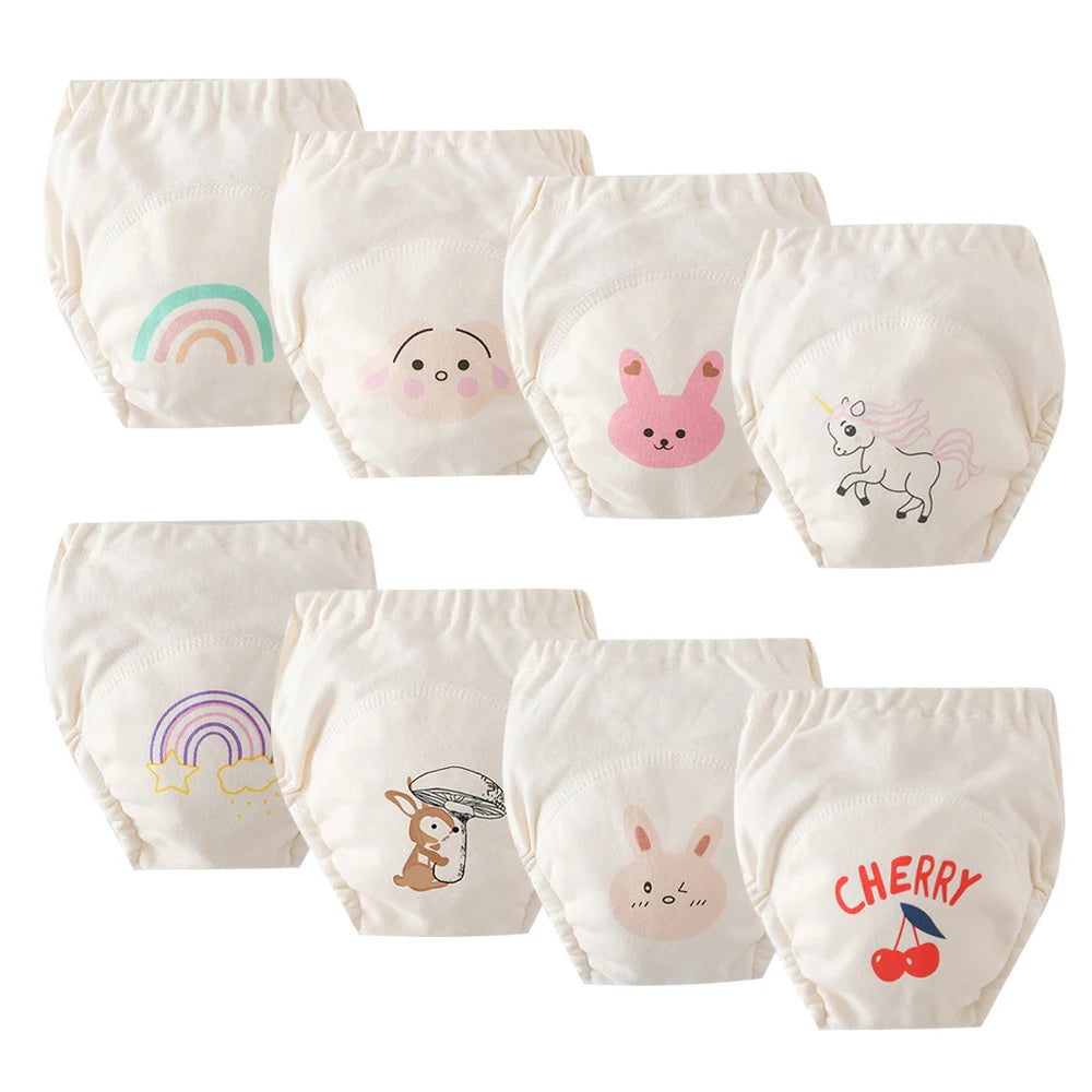 8pcs/6pcs Washable Baby Potty Training Pants Reusable Toilet Trainer Panty Reusable Cloth Diaper Nappy Changing Underwear Briefs
