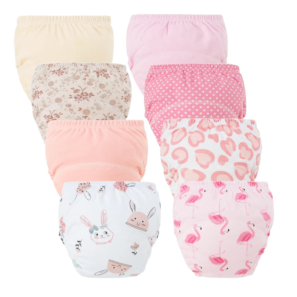 8pcs/6pcs Washable Baby Potty Training Pants Reusable Toilet Trainer Panty Reusable Cloth Diaper Nappy Changing Underwear Briefs