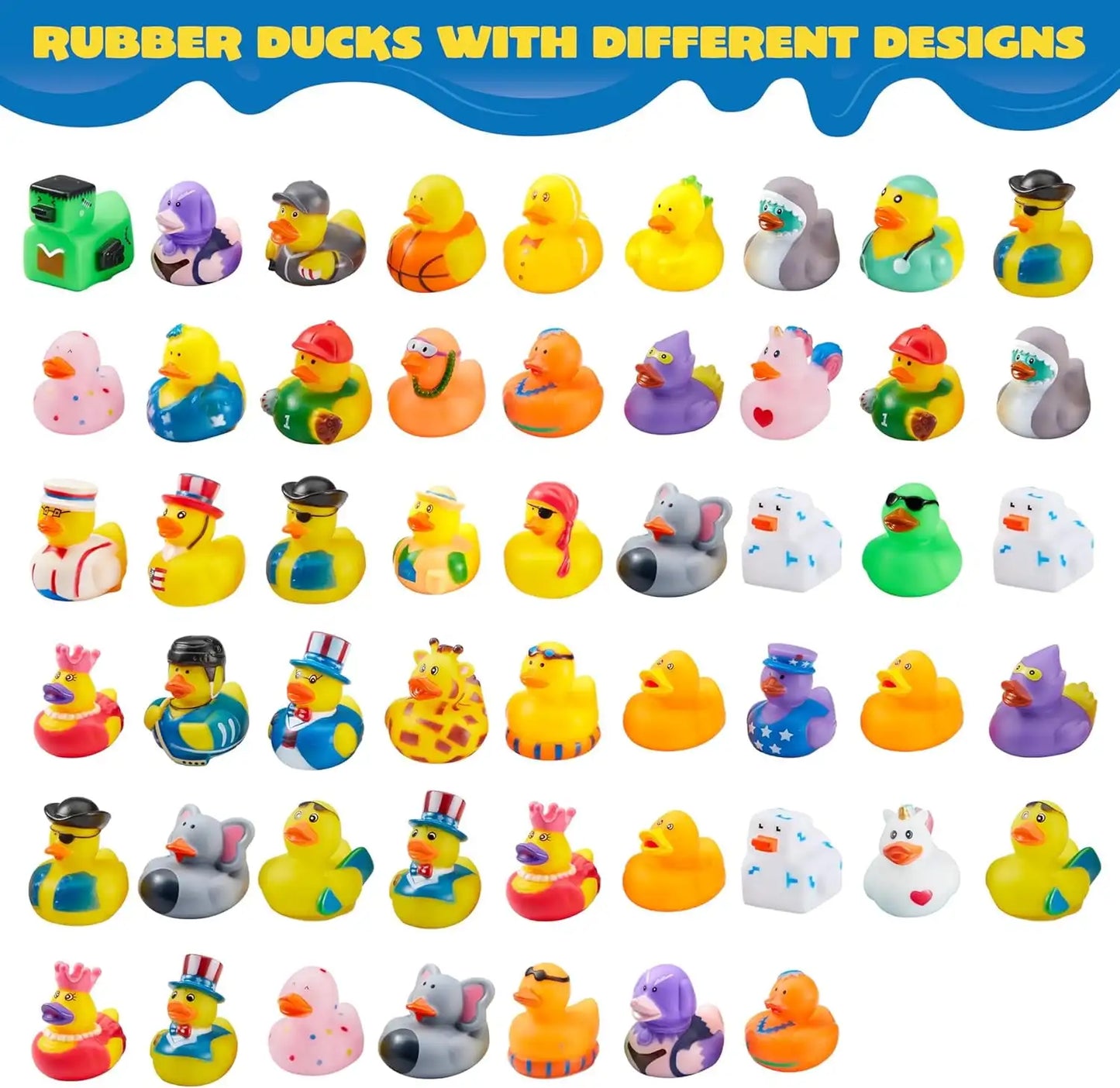 Rubber Ducks Random Assortment Mini Rubber Duckie Toys for Kids Bath Shower Toys Birthday Gifts Summer Beach Pool Activity