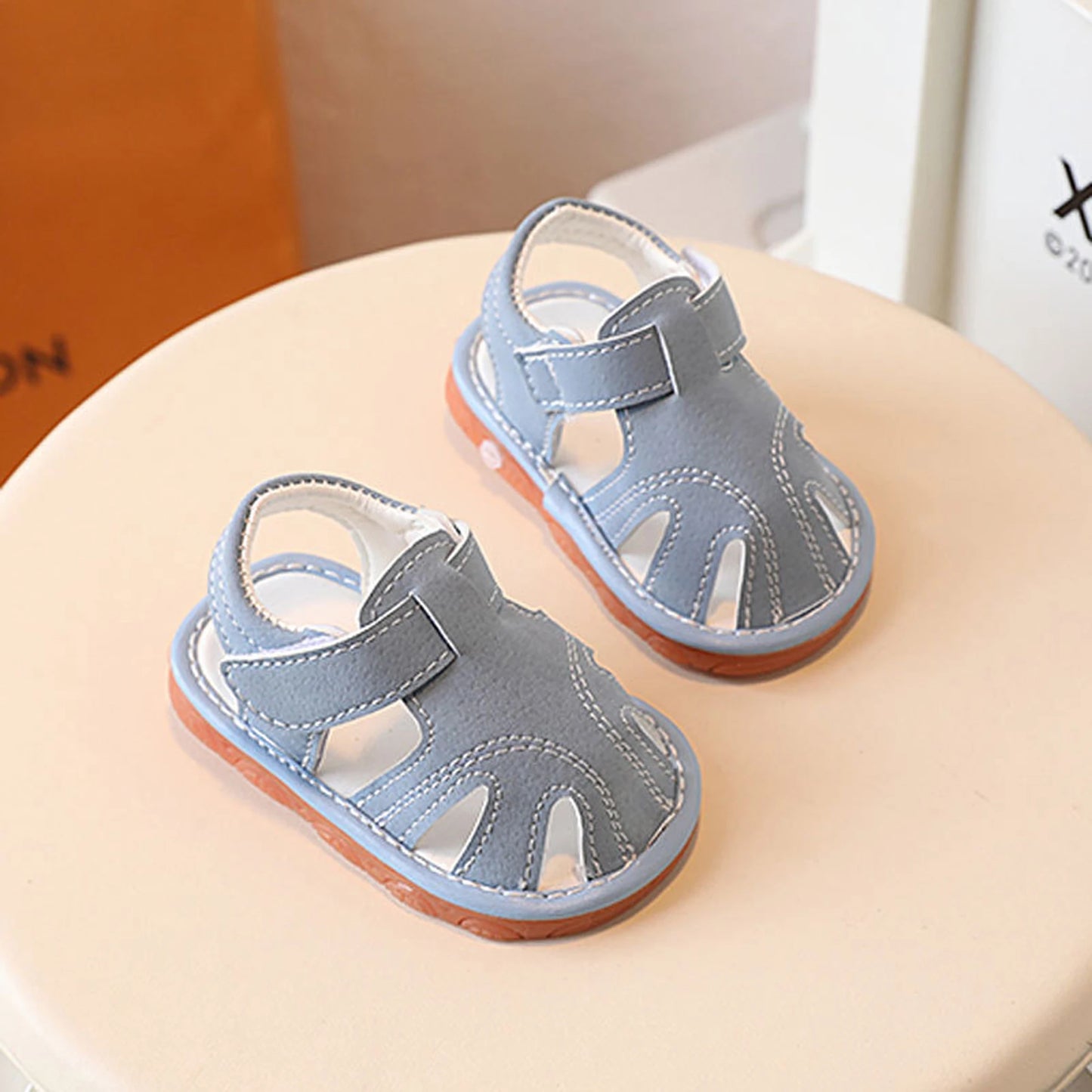Adorable Toddler Squeaky Sandals with Non-Slip Soles Lightweight Baby First Walking Shoes for Boys and Girls in Summer