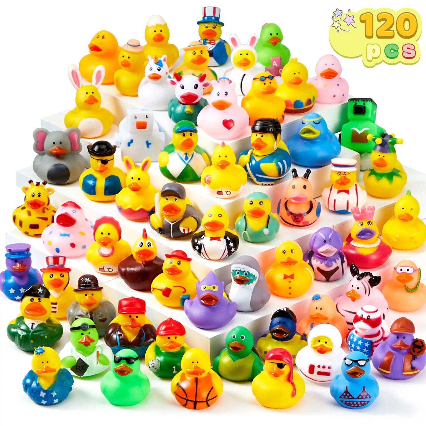 Rubber Ducks Random Assortment Mini Rubber Duckie Toys for Kids Bath Shower Toys Birthday Gifts Summer Beach Pool Activity