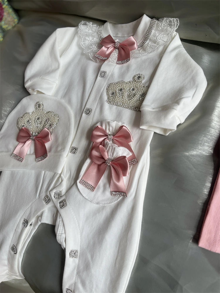 Newborn Baby Boy Outfits Set Kids Clothing Real Cotton Infant Care Products Body Suit Shirt Pants Hat 5 Pieces Origin Turkey