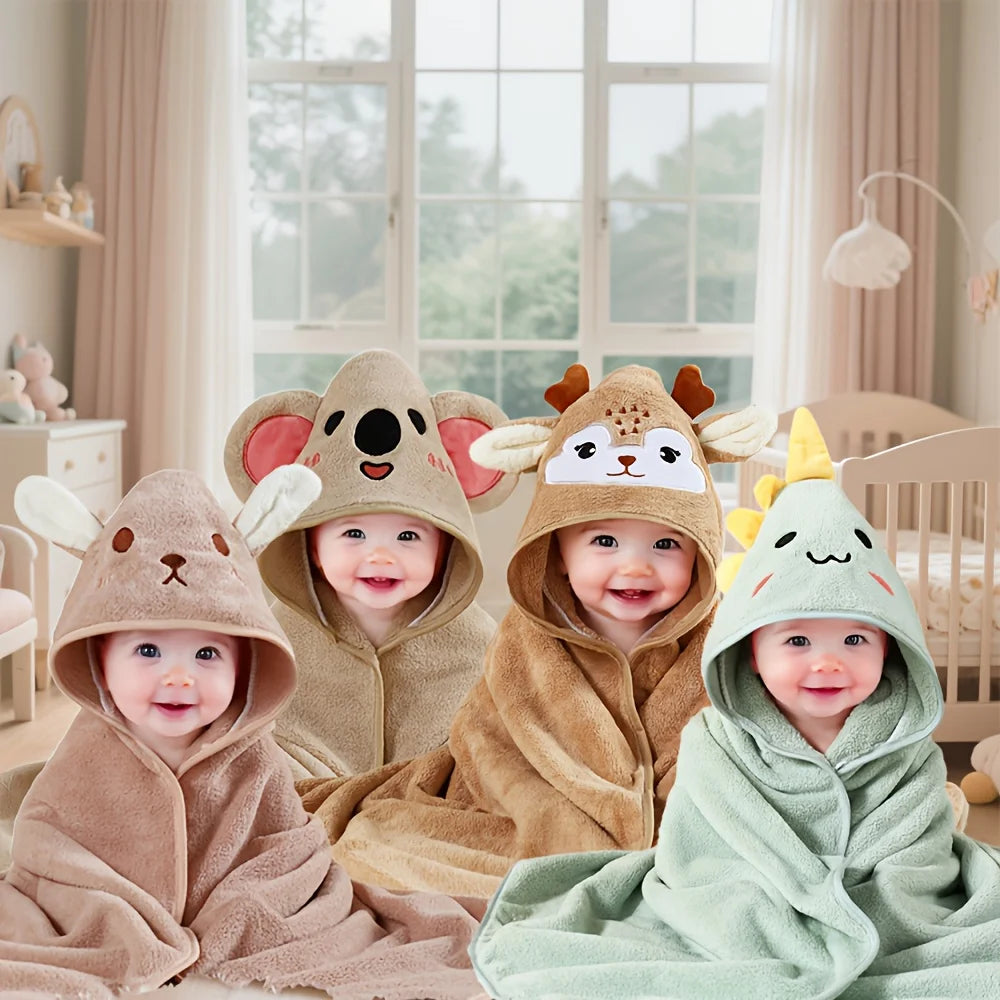 Multifunctional Baby Bath Towel with Animal Design, Baby Bath Towel, Animal-Shaped Baby Blanket, Absorbent, Quick-Drying, Soft and Skin-Friendly, Suitable for Bathing and Swimming for Children Aged 0-3, Baby Holiday Gift