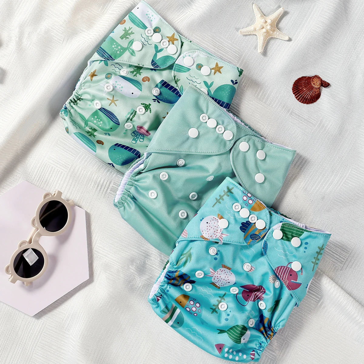 3 Pcs Ecological Baby Washable Reusable Cloth Pocket Diaper Baby Nappy With One Pocket Fit 3-15kg Baby